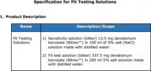 Specification for Fit Testing Solutions